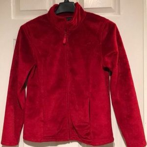 Velvet red fleece jacket